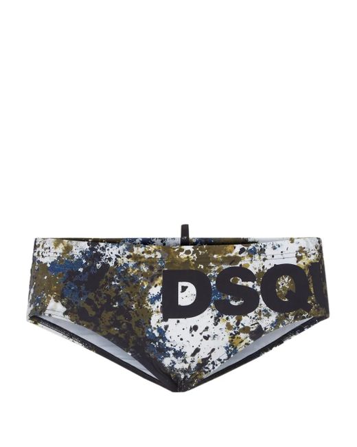 DSquared² Gray Paint Splatter-Print Swimming Trunks for men