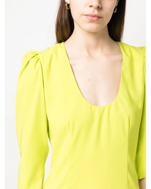 DSquared² Yellow Puff-Sleeve Mini Dress