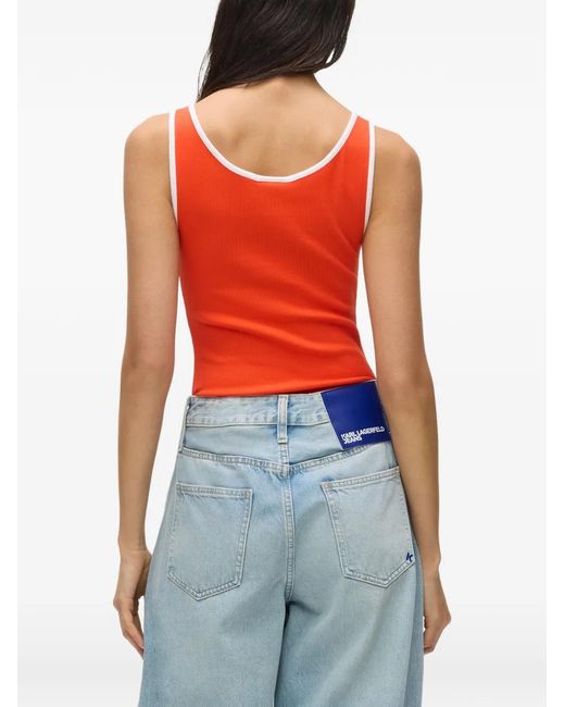 Karl Lagerfeld Red Ribbed Top