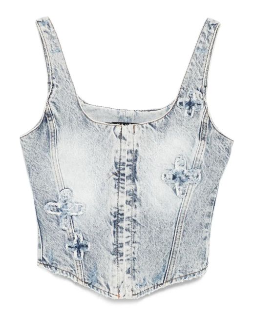 Ksubi Blue Gigi Klassic Kraftwerk Denim Bustier Top