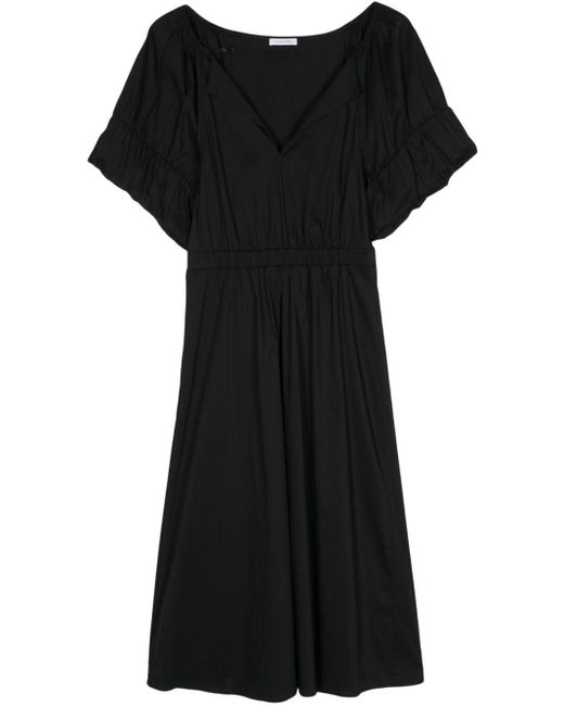 Patrizia Pepe Black Ruffle-sleeve Midi Dress