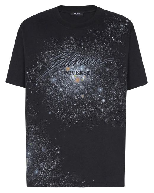 メンズ Balmain Universe & Stars Tシャツ Black