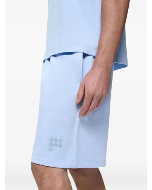 PANGAIA Blue Logo-Patch Cotton Shorts for men