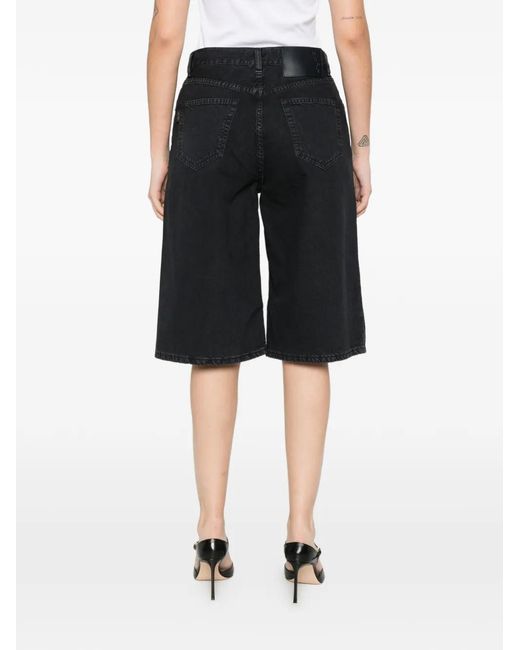 Haikure Black New Becky Twill Faded-Effect Denim Shorts