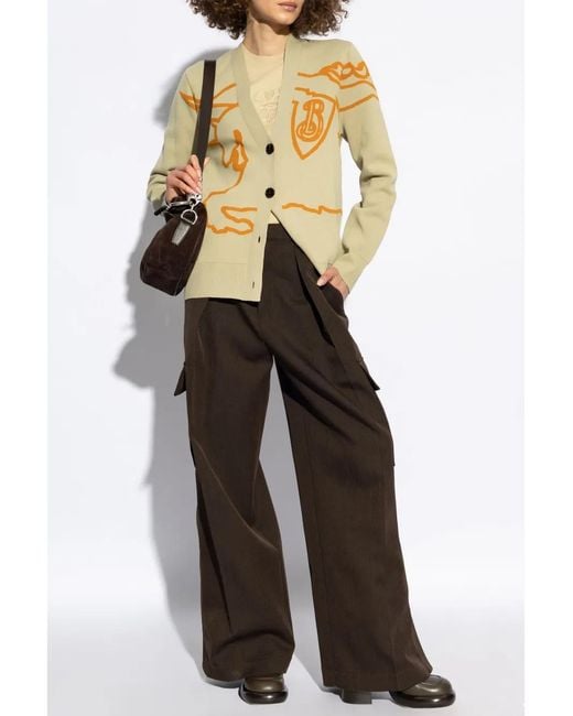 Burberry Metallic Ekd Cotton-Blend Cardigan