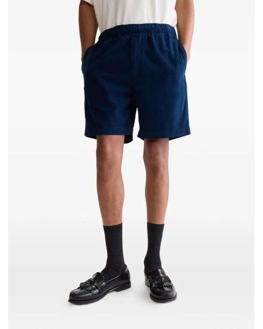 Bellerose Blue Elasticated Corduroy Shorts for men