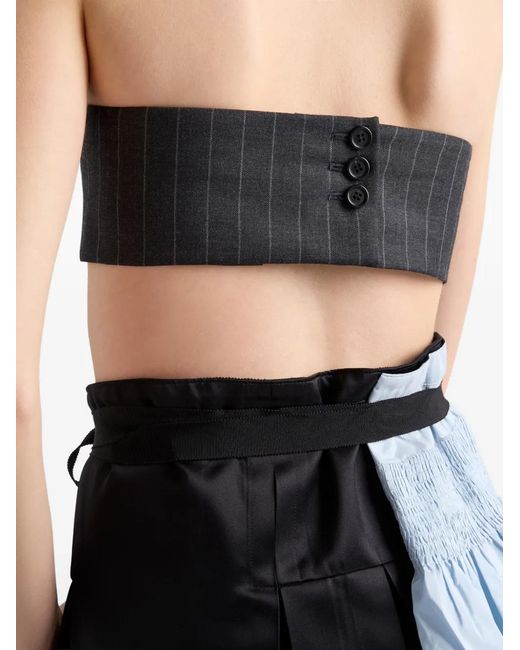 Haut Bustier Rayé Prada en coloris Black