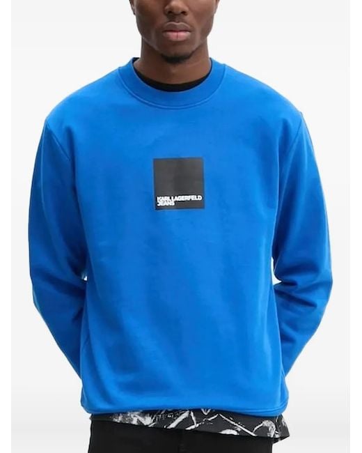 Felpa A Girocollo Con Logo di Karl Lagerfeld in Blue da Uomo