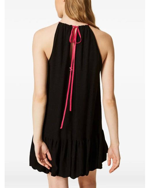 Twinset Women's Black Halterneck Ruffled Dress