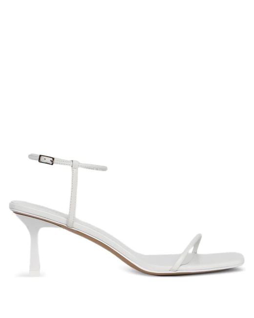 12 STOREEZ White Ankle-Strap Leather Sandals