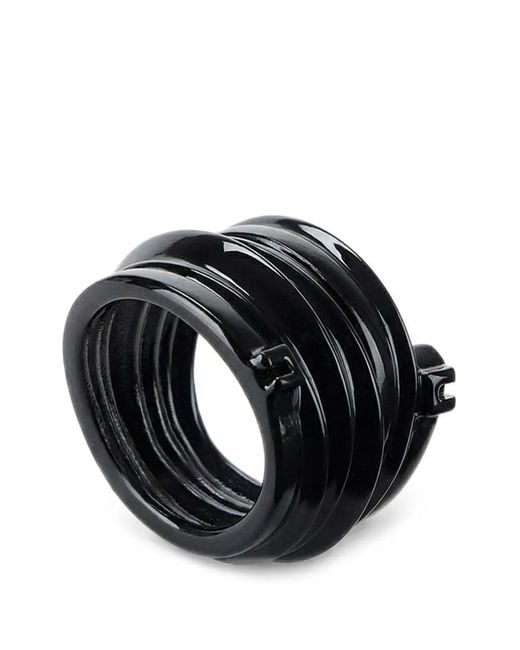 Elisabetta Franchi Black Golden Metal Ring