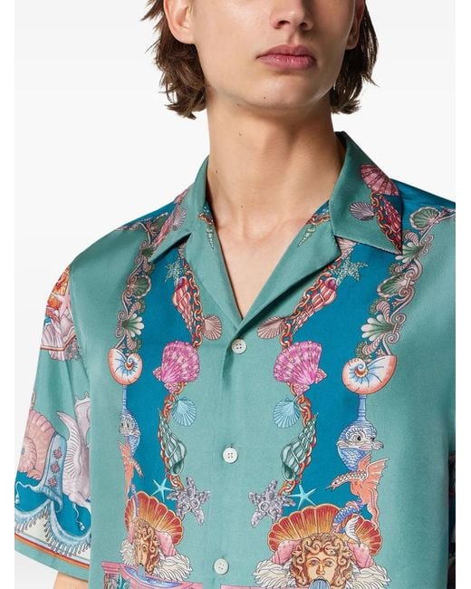 Versace Blue Short Sleeve Shirts for men