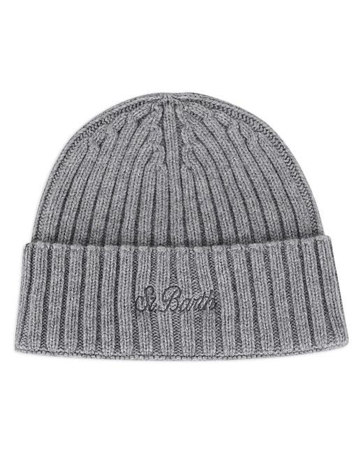 Mc2 Saint Barth Gray Logo-Embroidered Beanie for men