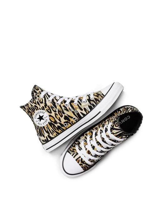 Converse White Leopard-Print High-Top Sneakers