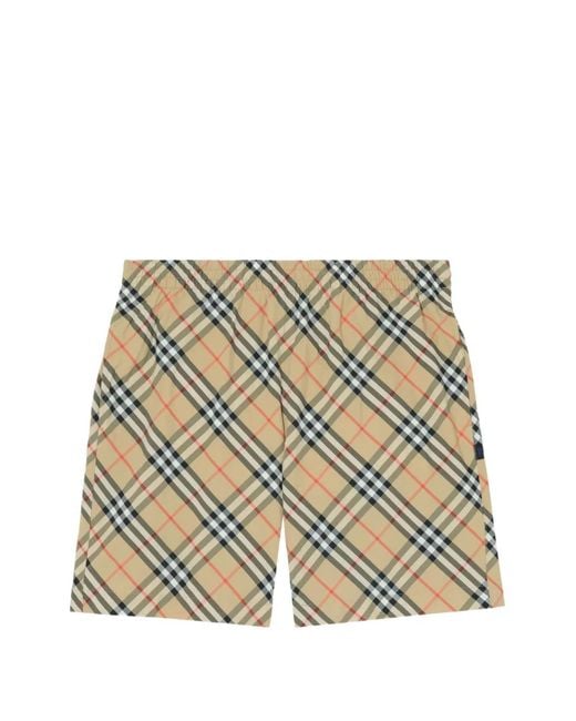 Burberry White Check Swim Shorts for men