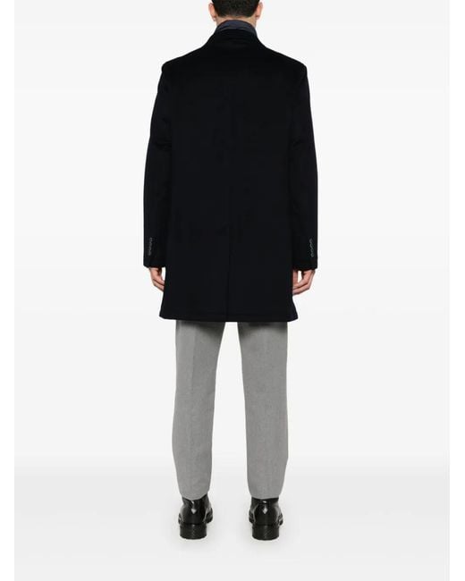 Herno Blue Virgin Wool Coat for men