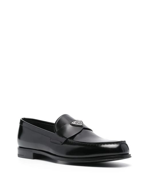 Prada Black Leather Loafers for men