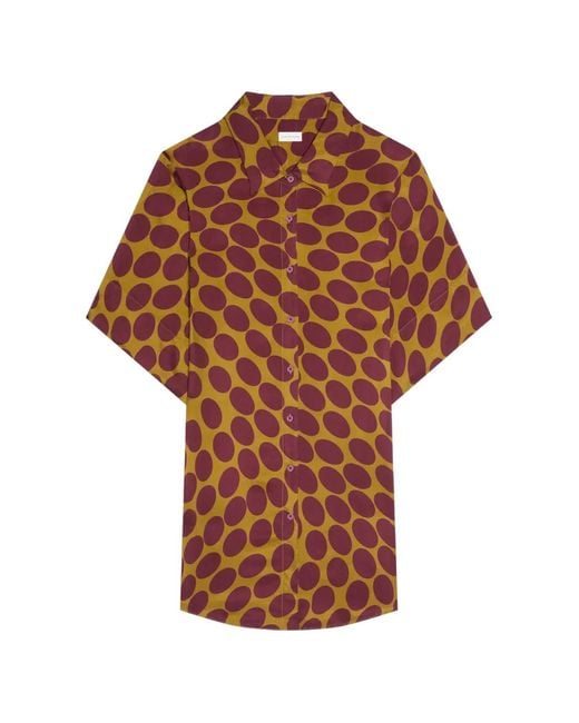 Dries Van Noten Brown Spot-Print Shirt Dress
