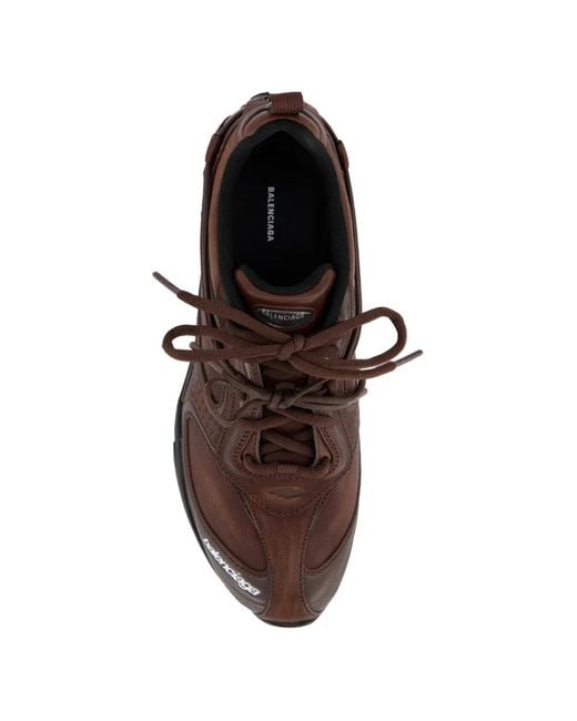 Balenciaga Brown Radar Logo-Print Panelled Sneakers for men