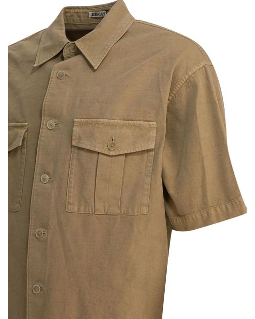 Auralee Natural Double-Pocket Cotton Shirt for men