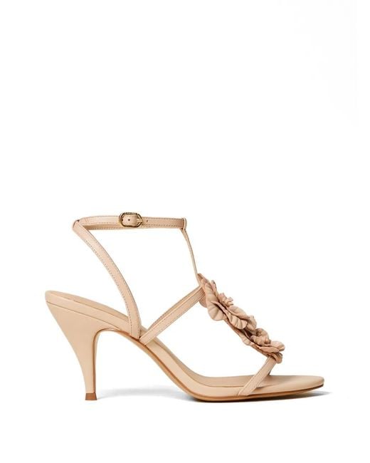 Twinset Natural Floral-Appliqué Sandals