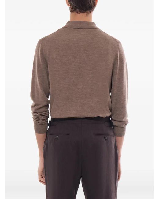 Fursac Brown T-Shirt En Laine Mérinos for men