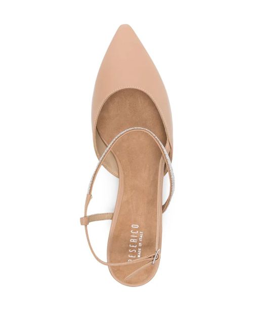 Peserico Pink Pointed Leather Ballerina Shoes