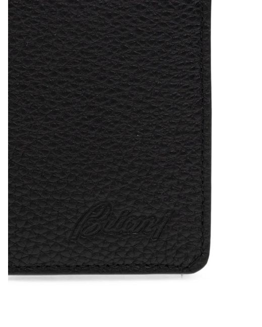 Brioni Black Grained Leather Wallet for men