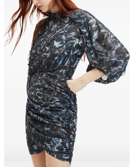 AllSaints Blue Abstract-print Mini Dress