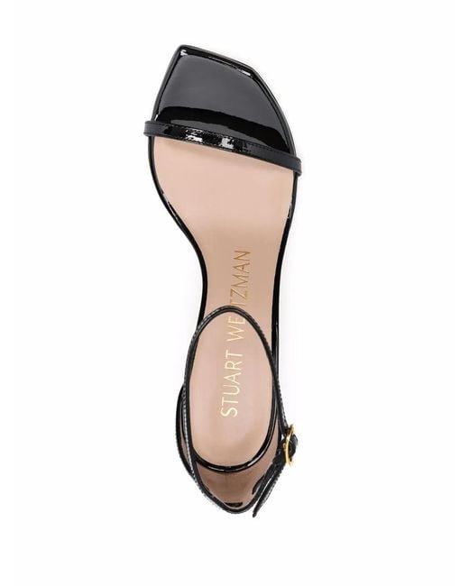 Stuart Weitzman Black Buckle-Fastening Open-Toe Sandals