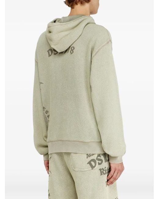 DIESEL White Hoodie for men
