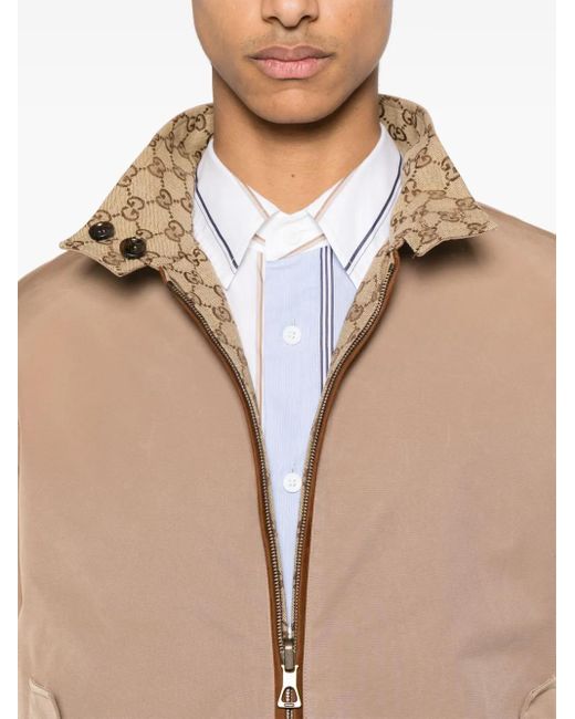 Gucci Brown Gg Supreme-Canvas Reversible Jacket for men