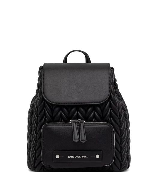 Karl Lagerfeld Black Quilted Leather Backpack