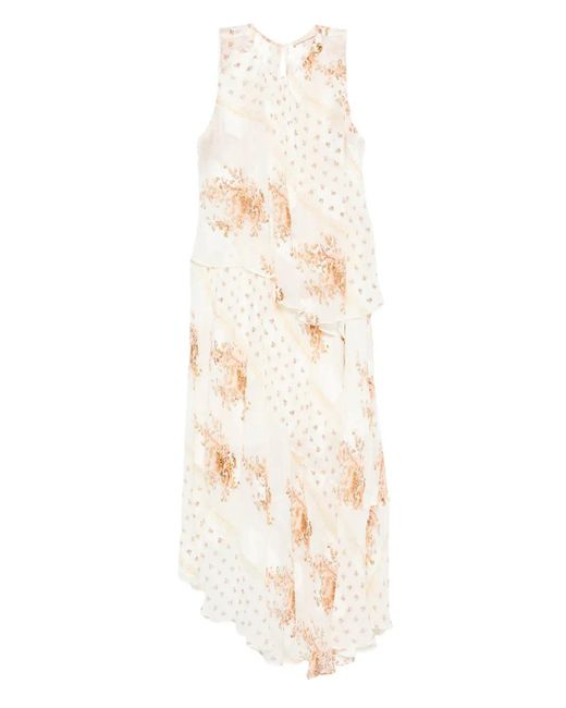 Ulla Johnson White Kleid im Layering-Look mit Blumen-Print