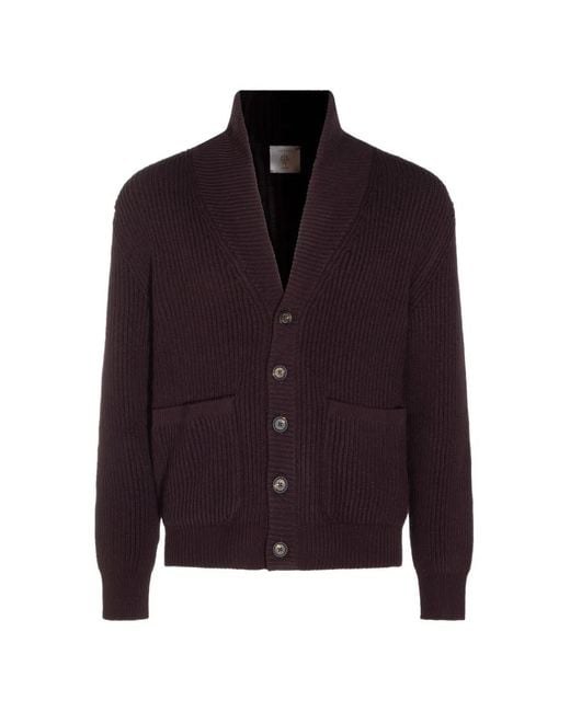 Eleventy Purple Shawl-Collar Cardigan for men