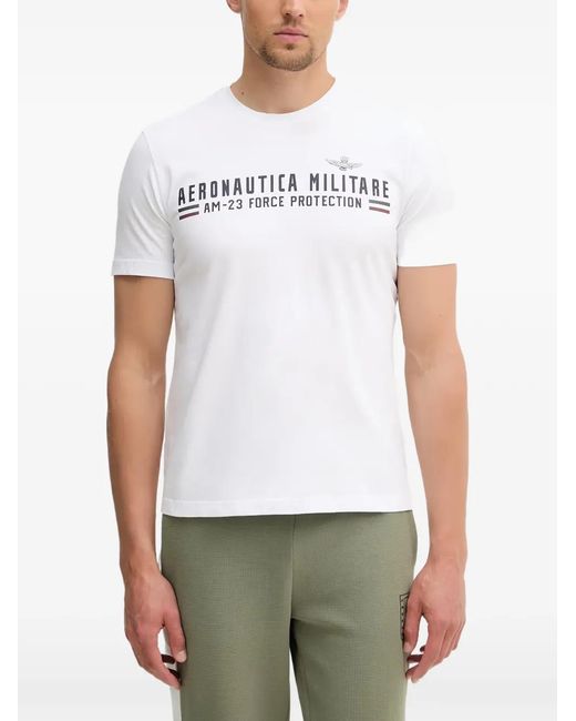 Aeronautica Militare White Logo-Print T-Shirt for men