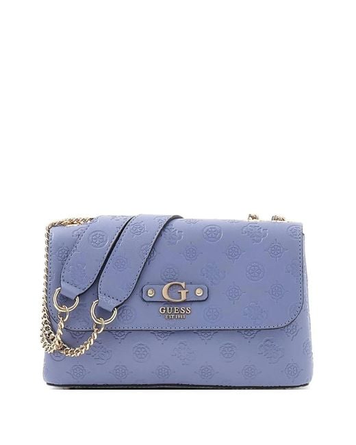 Guess Blue Dita Embossed Shoulder Bag