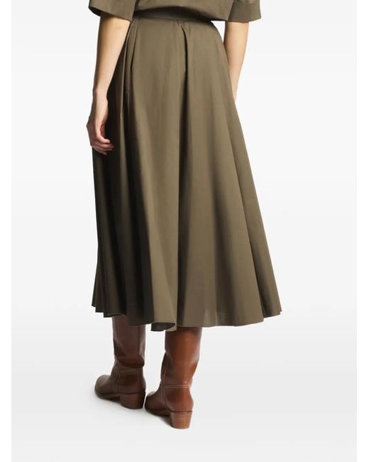 Fay Brown Pleated Midi Skirt