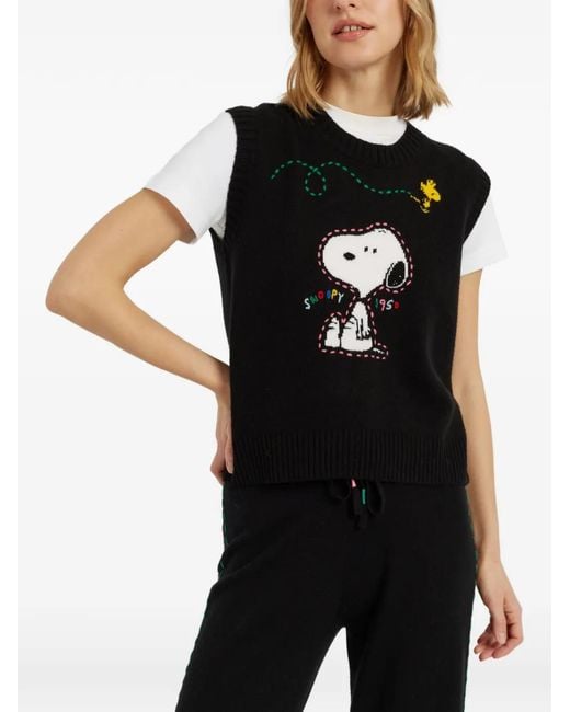 Chinti & Parker Black Snoopy Intarsia-Knit Sweater Vest