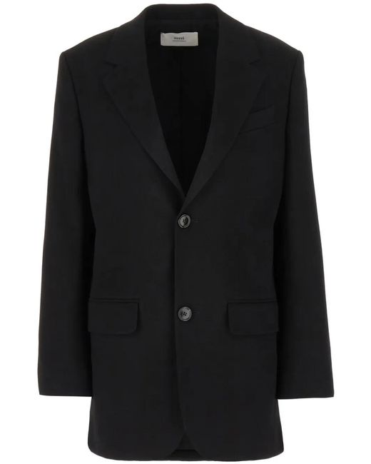 AMI Black Crepe Single-Breasted Blazer