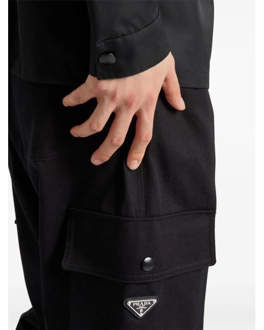Prada Black Enamel-Logo Shirt Jacket for men