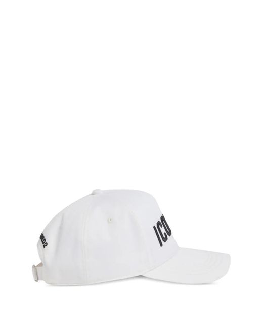 DSquared² White Cotton Iconique Baseball Cap for men