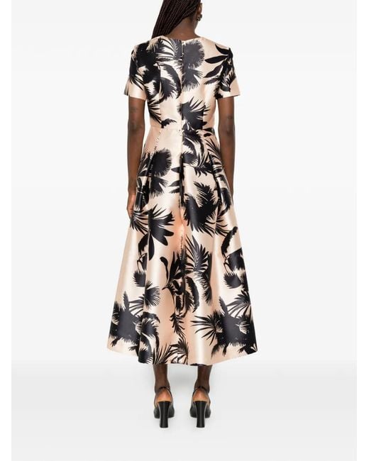 Lunatica Milano White Palm Leaf-Print Midi Dress