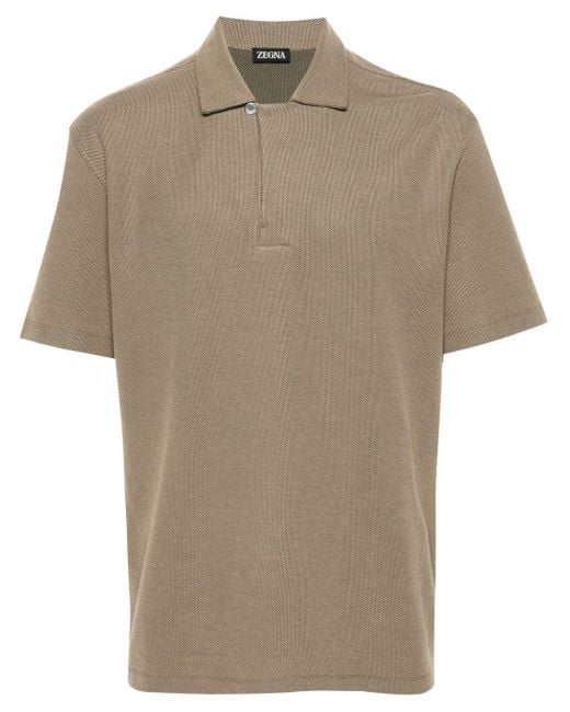 Zegna Green toggle-fastening Cotton Polo Shirt for men