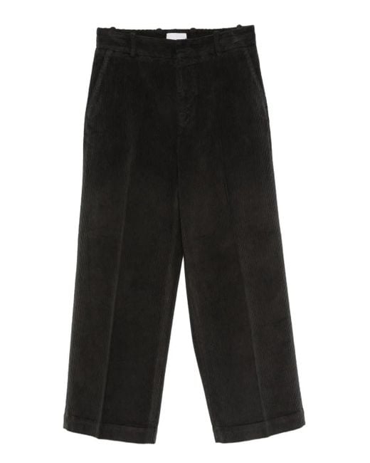 Cellar Door Black Corduroy Wide-Leg Trousers