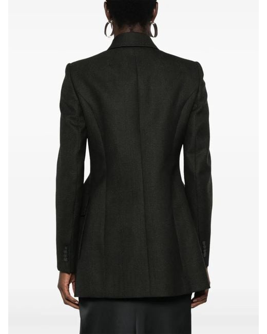 Balenciaga Black Hourglass Checked Wool Blazer