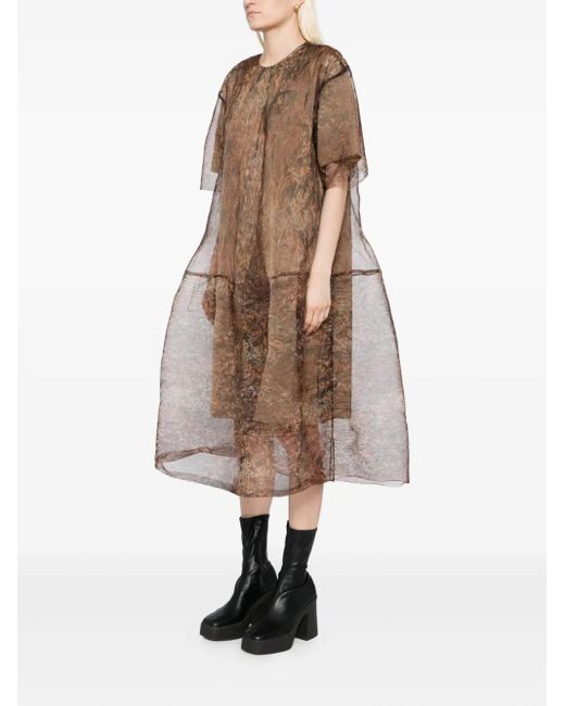 JNBY Brown A-Line Short-Sleeves Dress