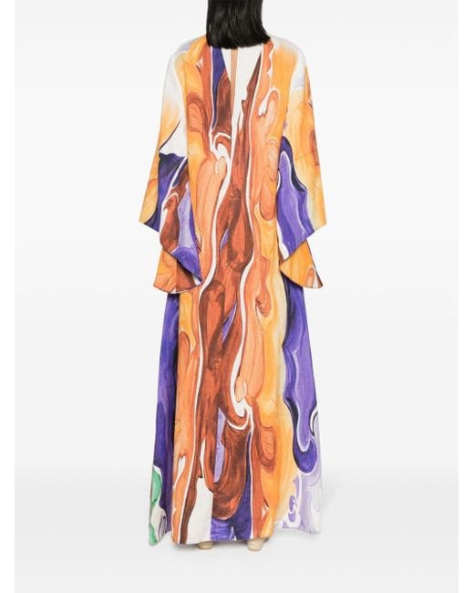Robe en lin à imprimé abstrait Dorothee Schumacher en coloris Orange
