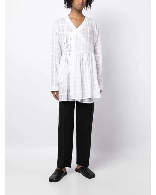 Bode White Off-Centre Cotton Shirt for men