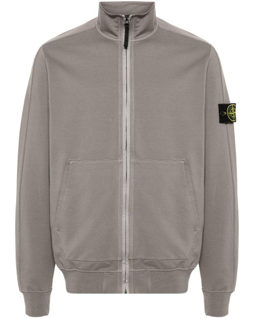 Stone Island Gray Compass-patch Zipped Sweatshirt for men